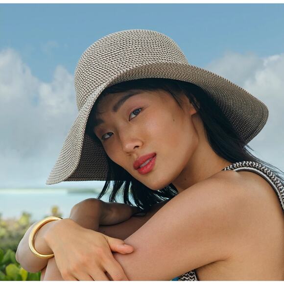 Eric Javits Full Coverage Hampton Squishee Packable Beach Sun Hat Bark